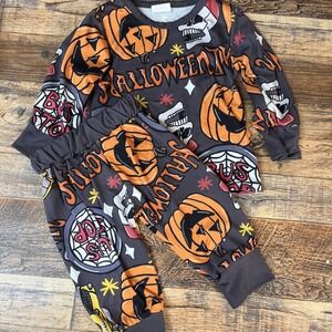 Boutique Halloween Outfit Unisex Baby 0-3m Skulls Pumpkins Spooky